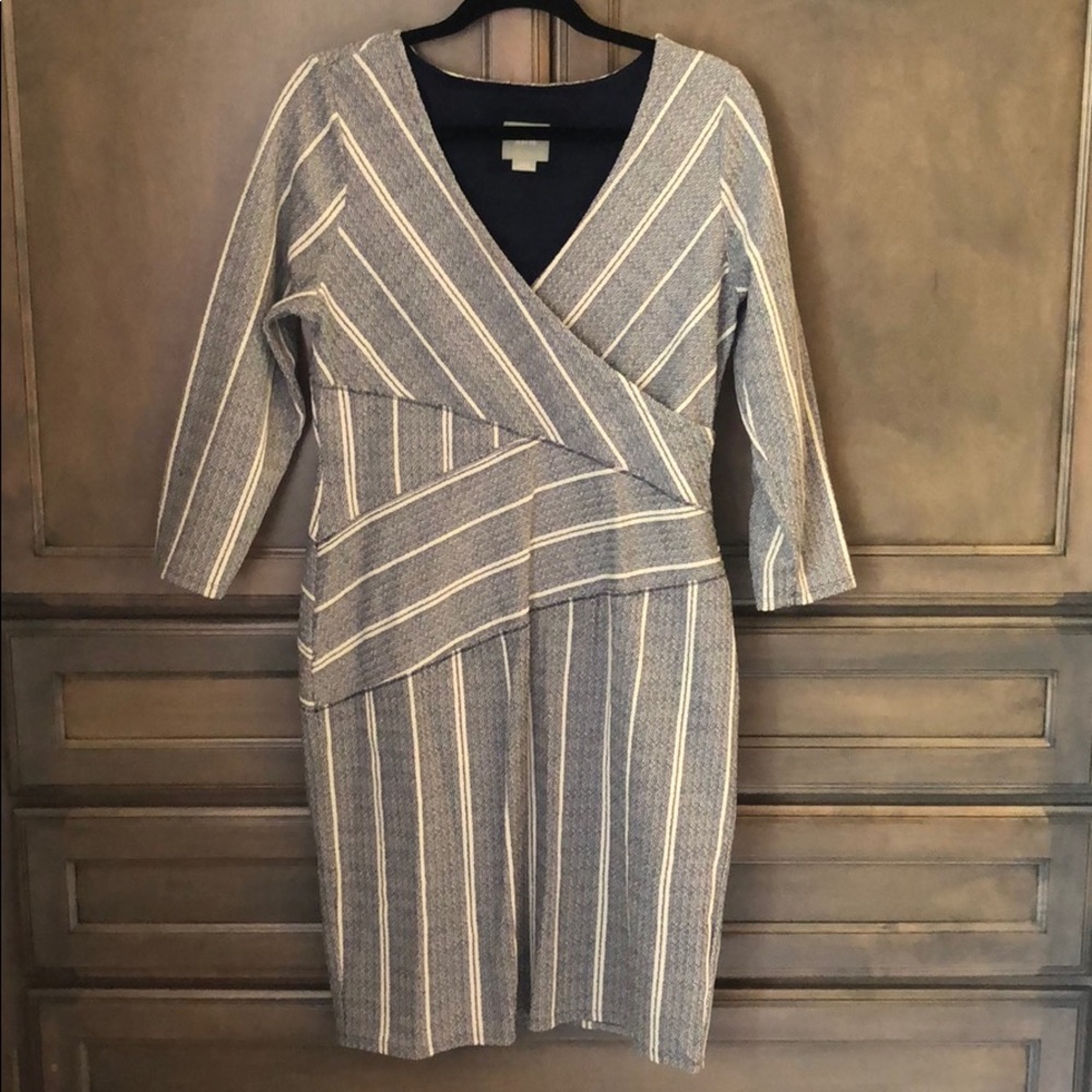 Anthropologie long sleeve V neck cotton dress